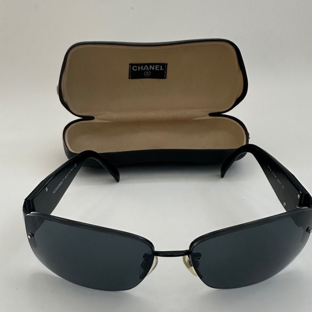 Chanel 4117-B c.101/87 Black Rhinestones CC Logo Women's Sunglasses